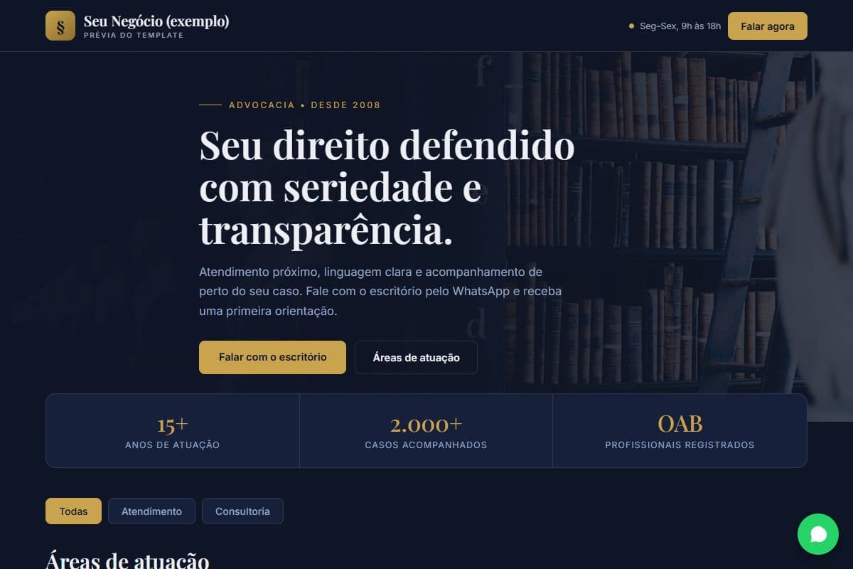 Prévia do template Advocacia