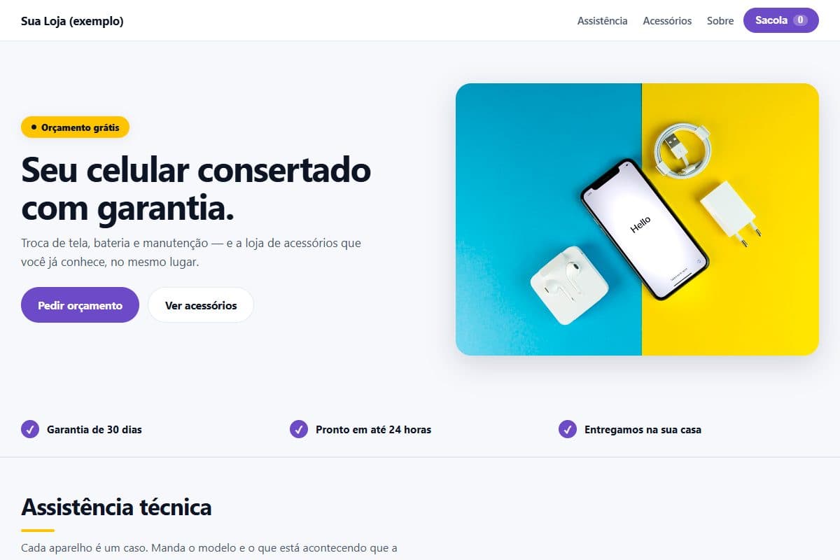 Prévia do template Assistência de Celular