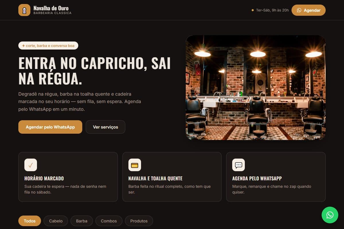 Prévia do template Barbearia