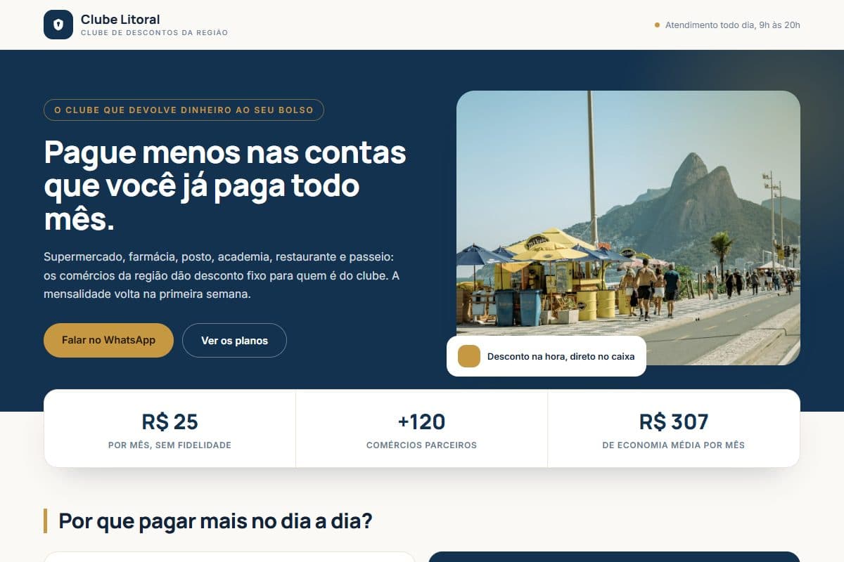 Prévia do template Clube de Vantagens