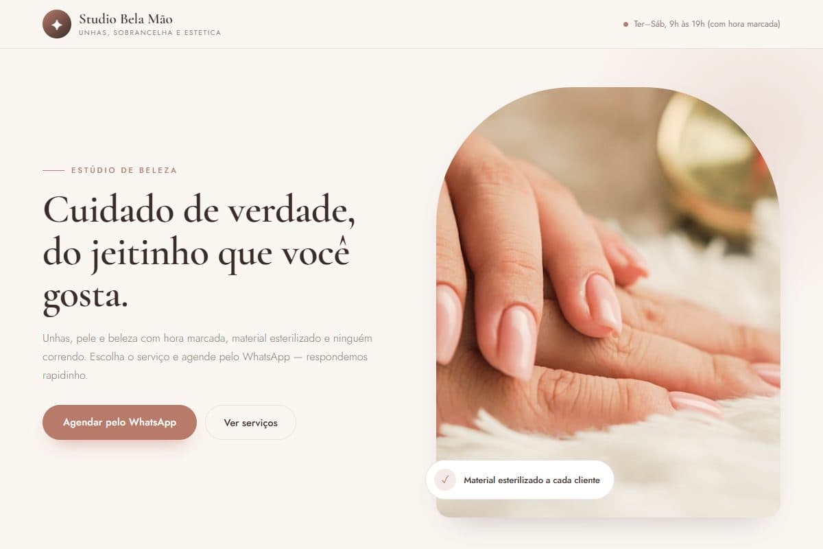 Prévia do template Estúdio de Beleza