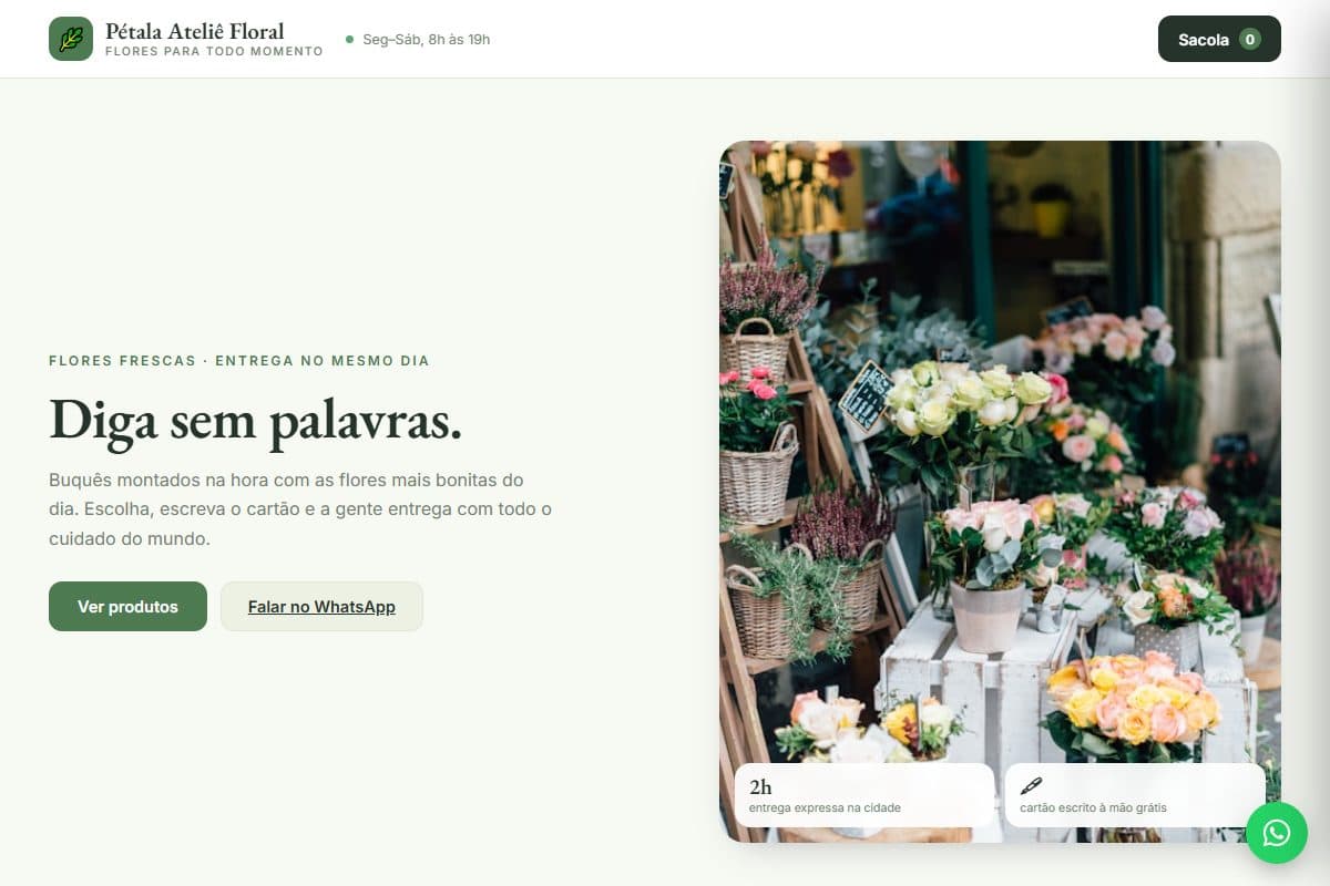 Prévia do template Floricultura