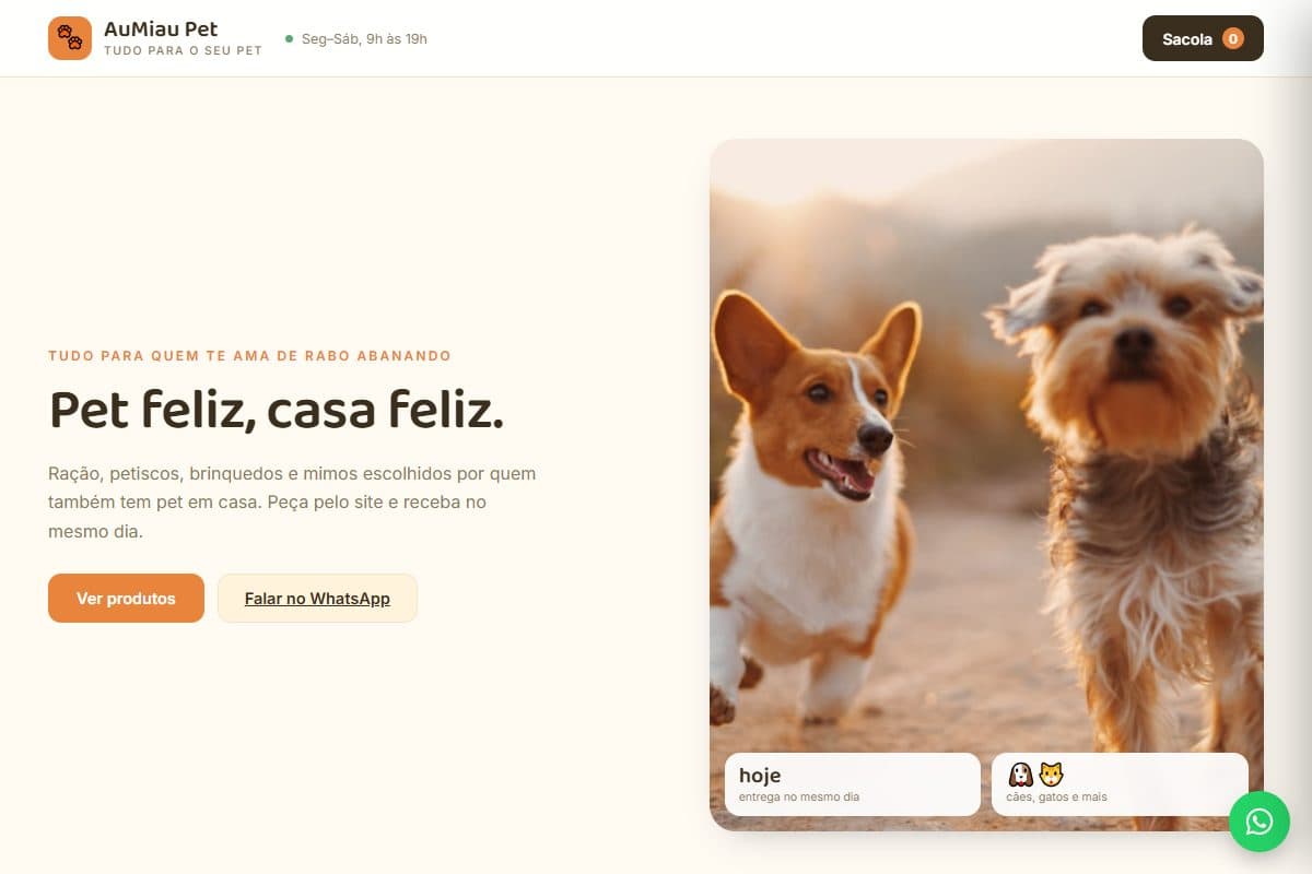 Prévia do template Petshop