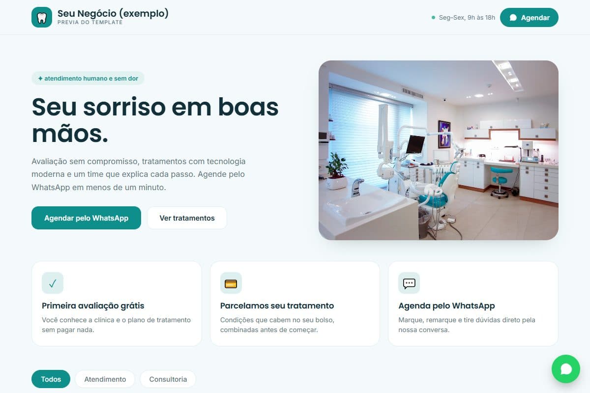 Prévia do template Clínica