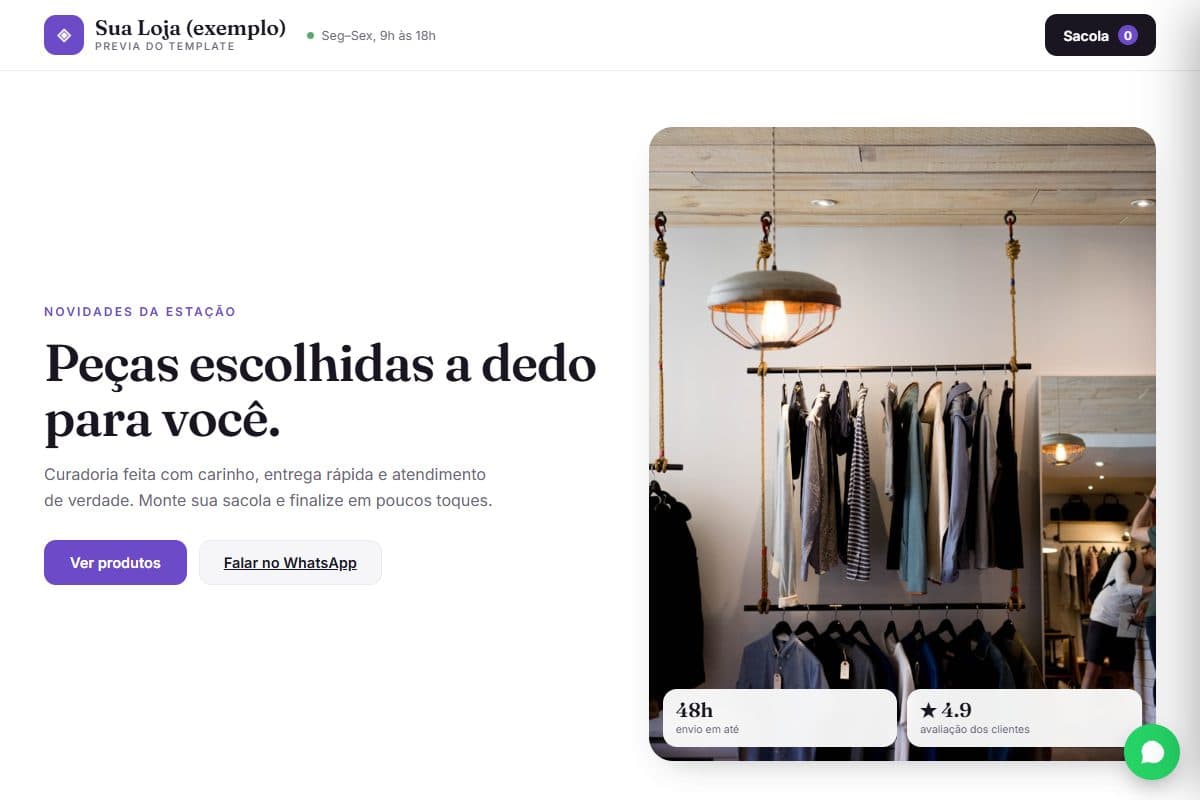 Prévia do template Vitrine